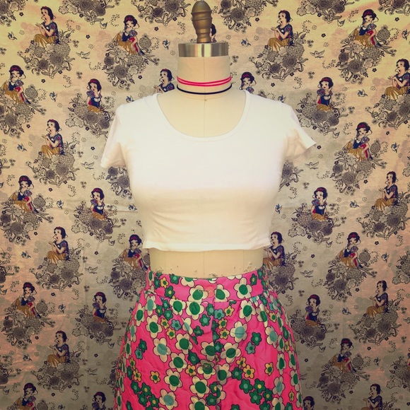 Vintage Retro Floral Print Quilted Maxi Skirt 60’s Boho Festive